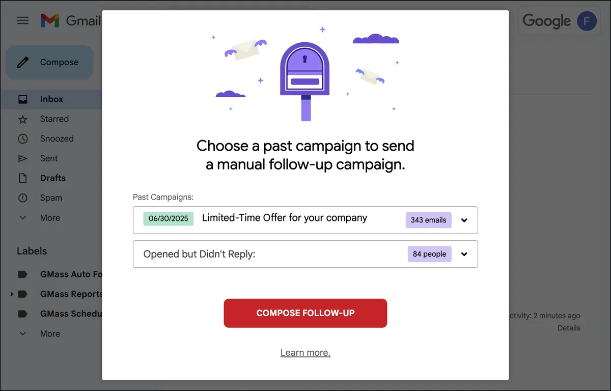 Setting up a segmented follow-up campaign