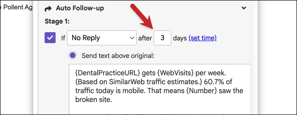 Use a 3 to 7 day standard for your first mail merge follow-up
