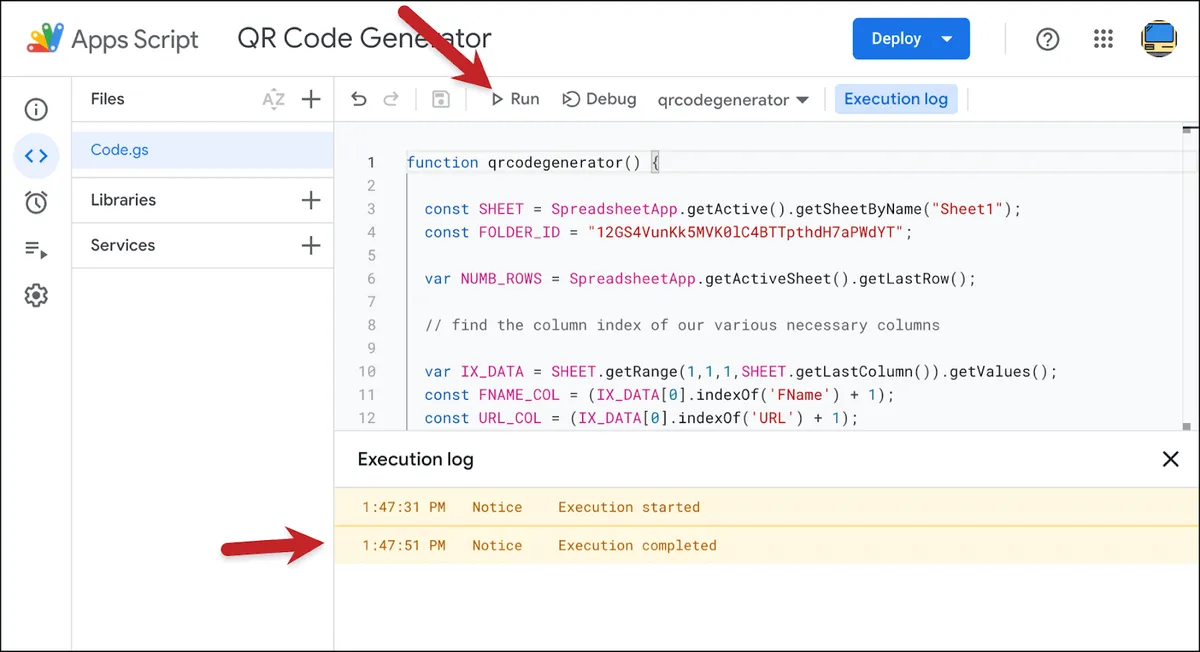 Run the QR code generator