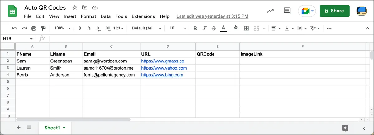 Setting up the Google Sheet