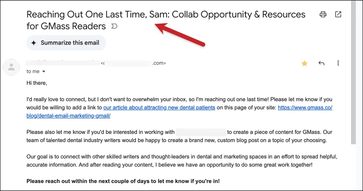 An overly long mail merged subject line