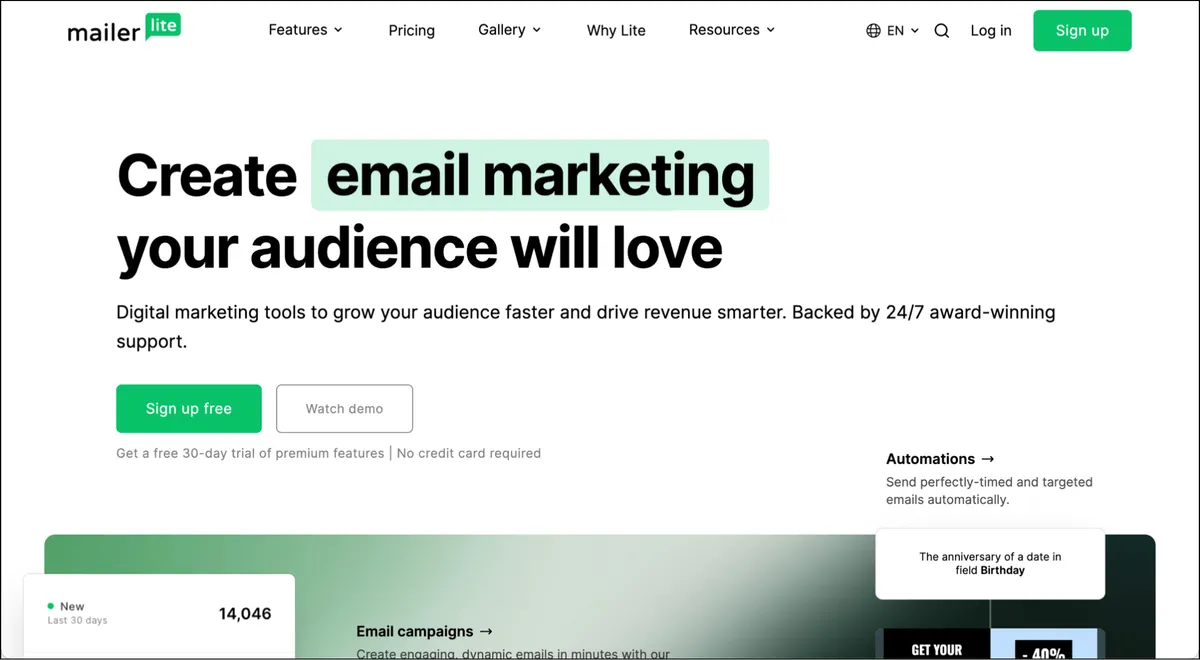Mailer Lite is an option