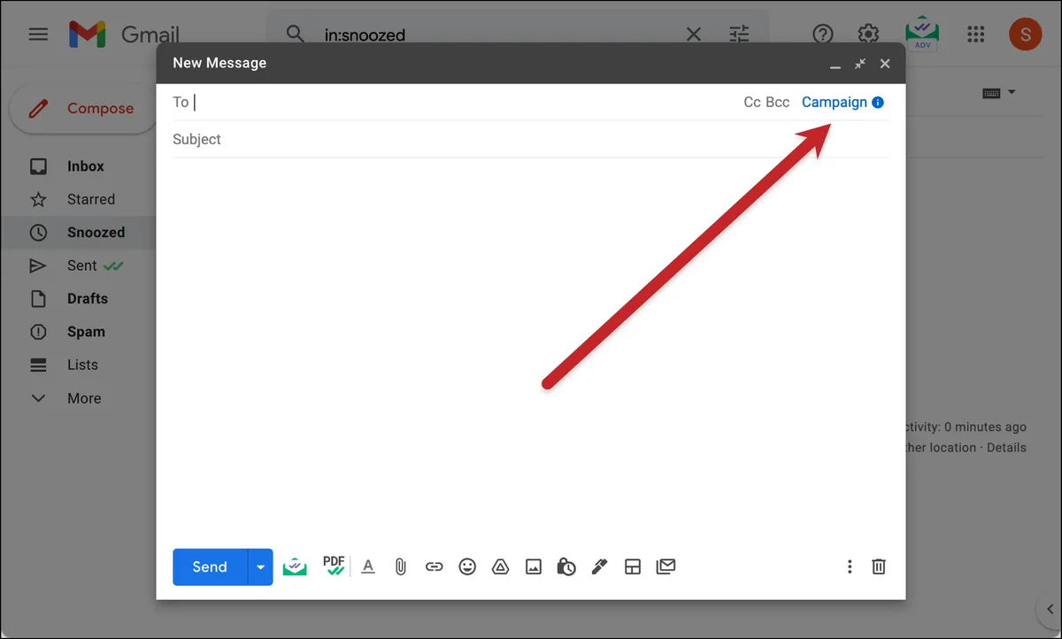 The new campaign link for creating a Mailtrack mail merge
