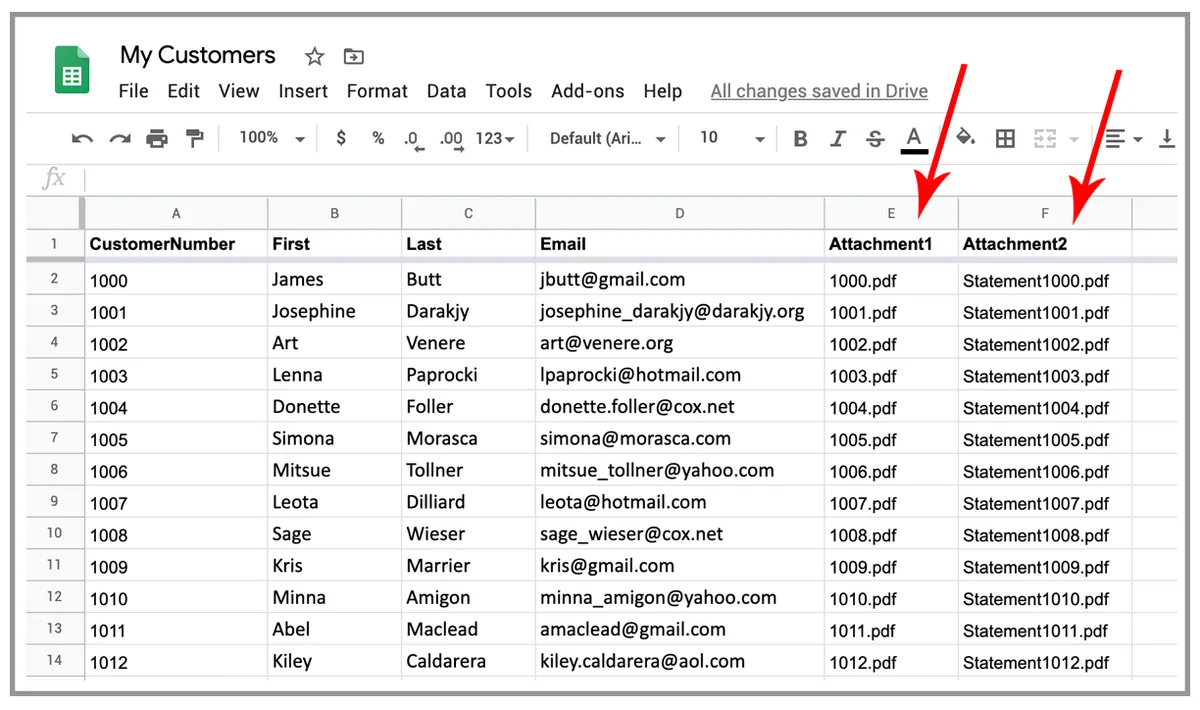 multiple personalized attachments