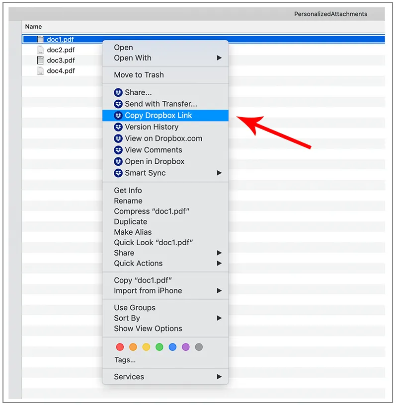 how to copy dropbox link