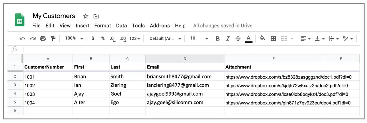 Google Sheet with manual Dropbox URLs