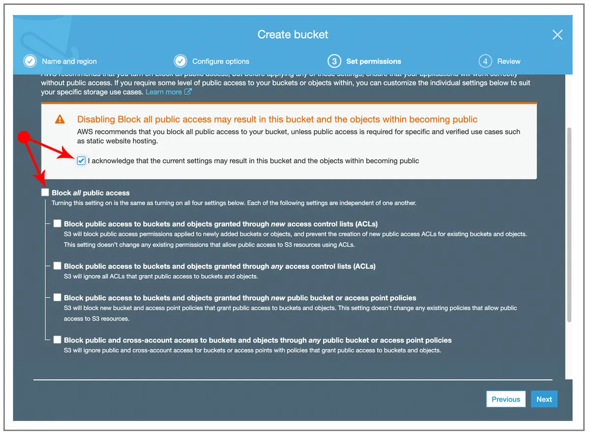 how to make Amazon S3 bucket public