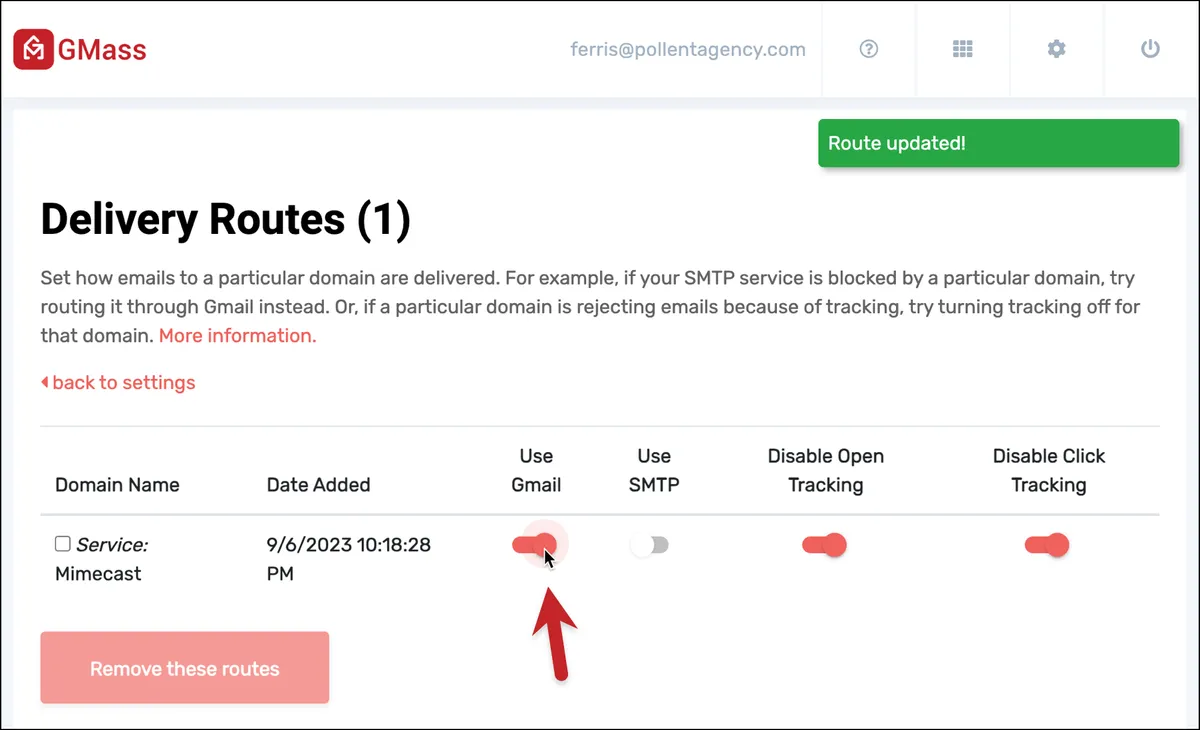 Using Gmail to send to Mimecast recipients