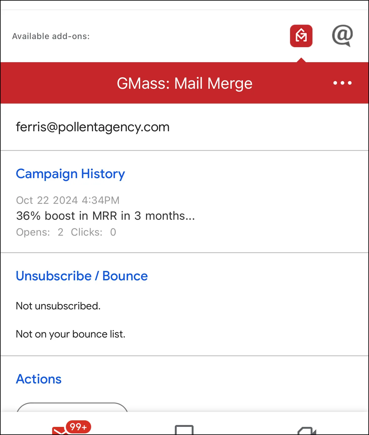 Getting a contact's details in the GMass add-on for Gmail