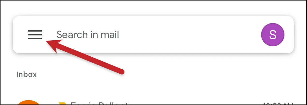 Opening the Gmail label/folder list