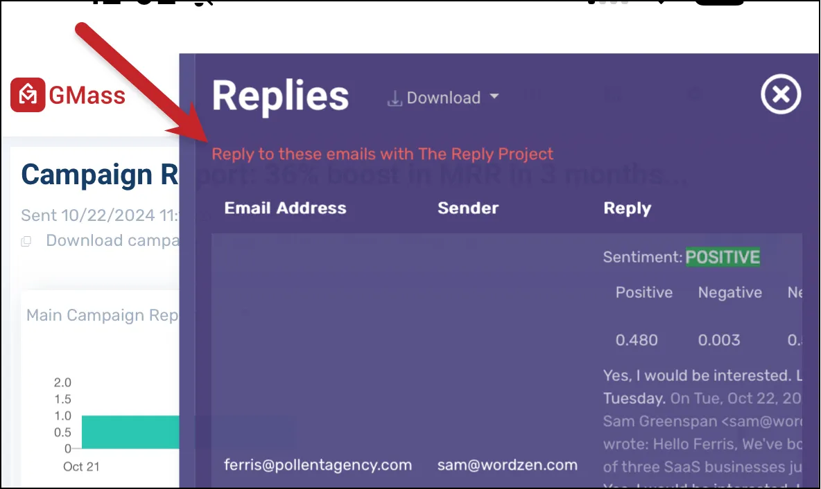 Tap through to the Reply Project