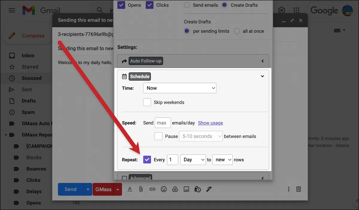 Scheduling a recurring campaign