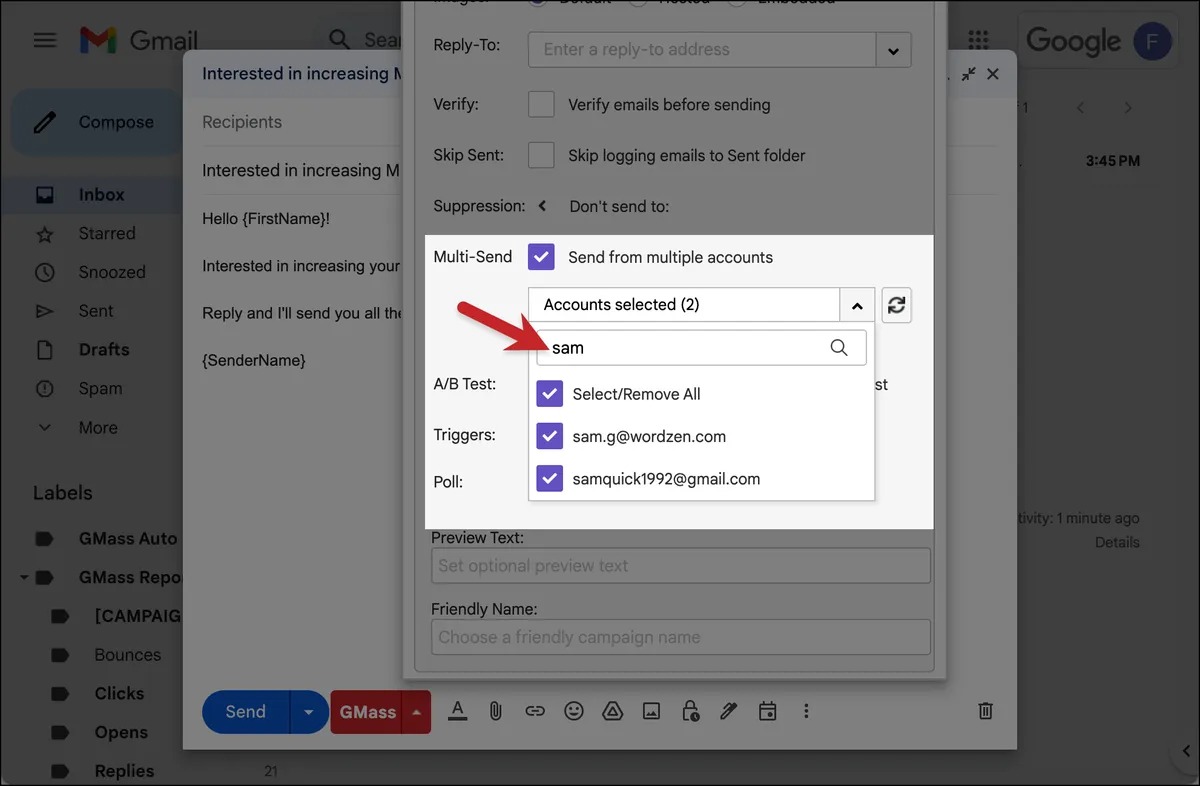 Another search for connected additional accounts