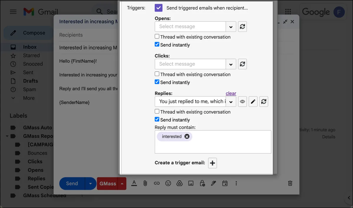 Using triggered emails with MultiSend