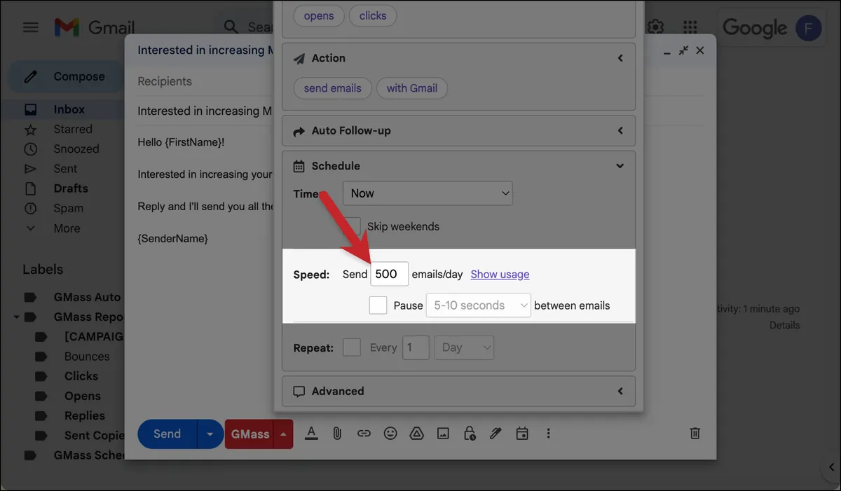 Set a daily limit for your MultiSend campaigns
