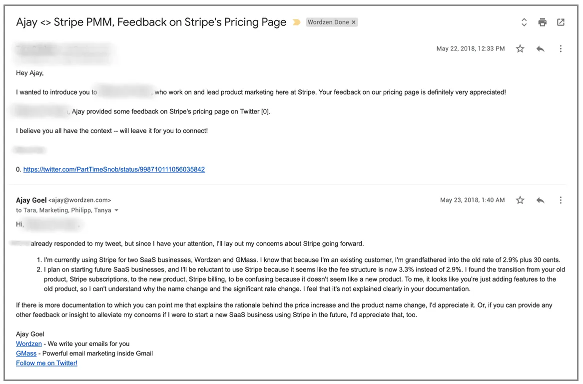 Stripe email