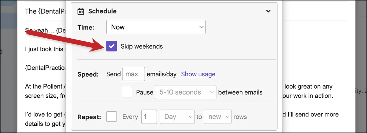Skip weekends option