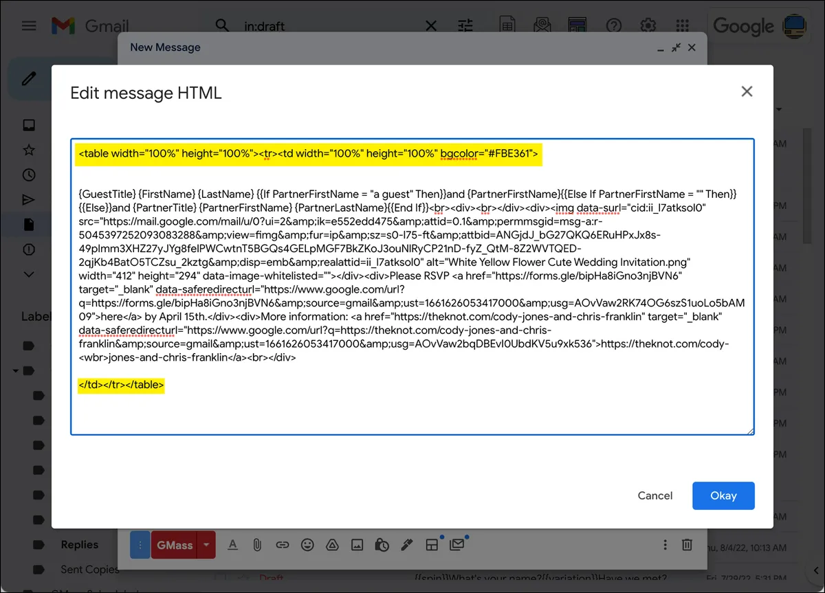 Added code to the HTML