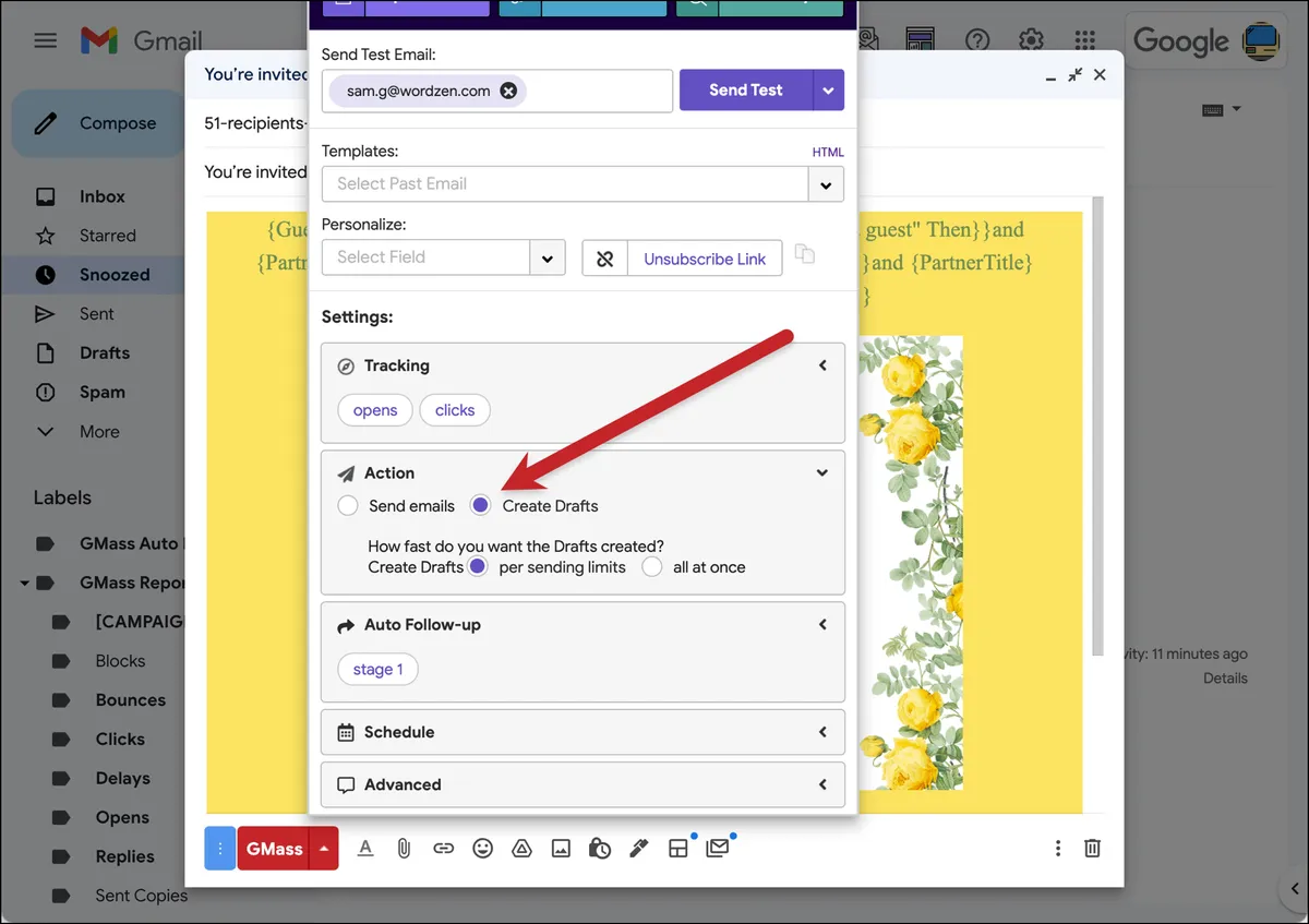 Create drafts option