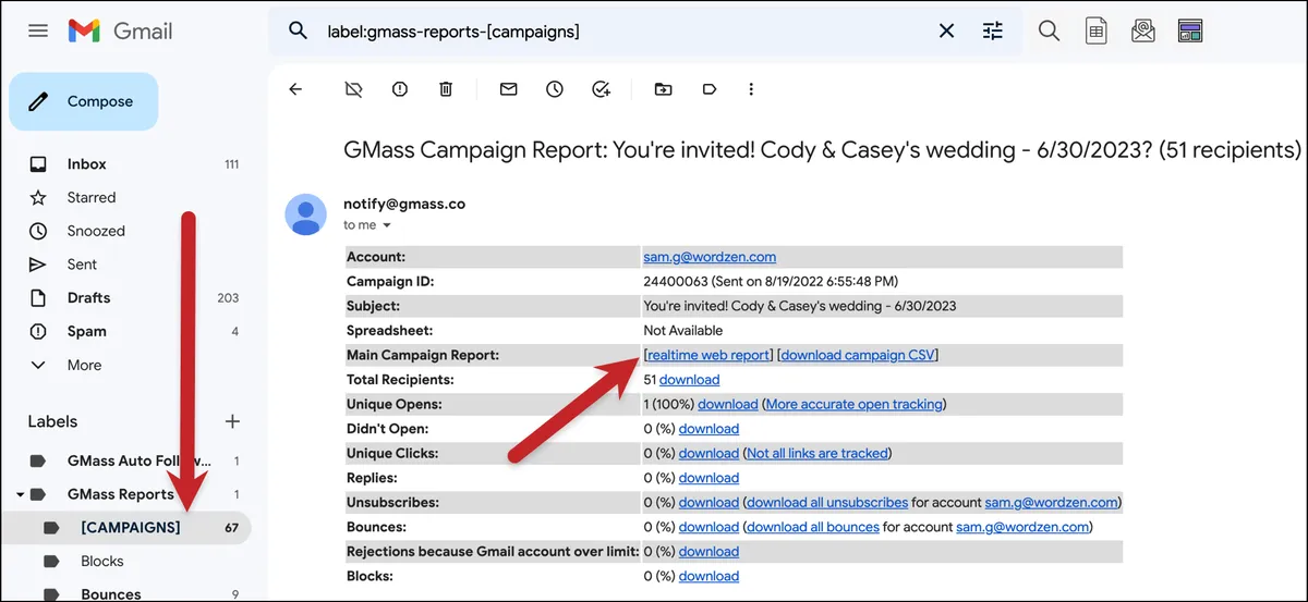 The realtime web report