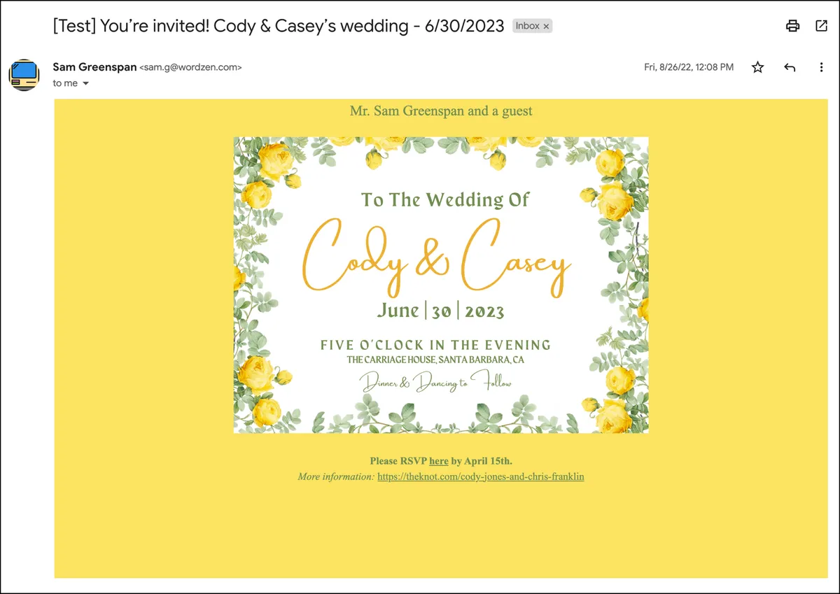 Check out the test email