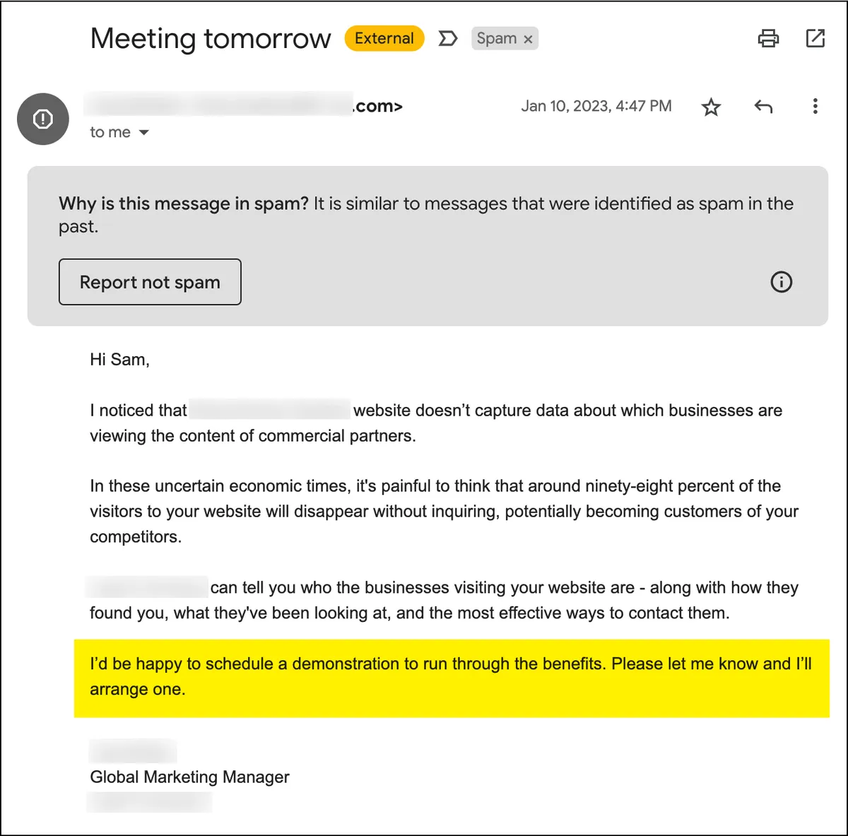 Cold email without an amazing CTA
