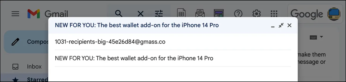 A built list in the compose window