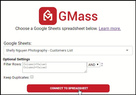 About to connect to the appropriate spreadsheet.
