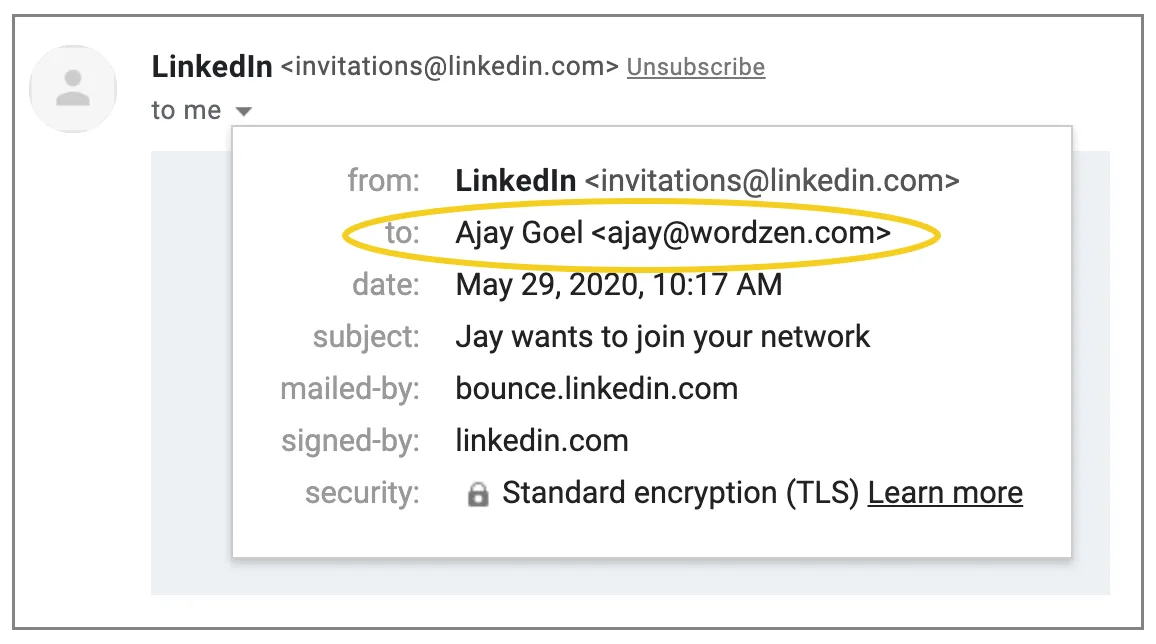 personalized LinkedIn TO header