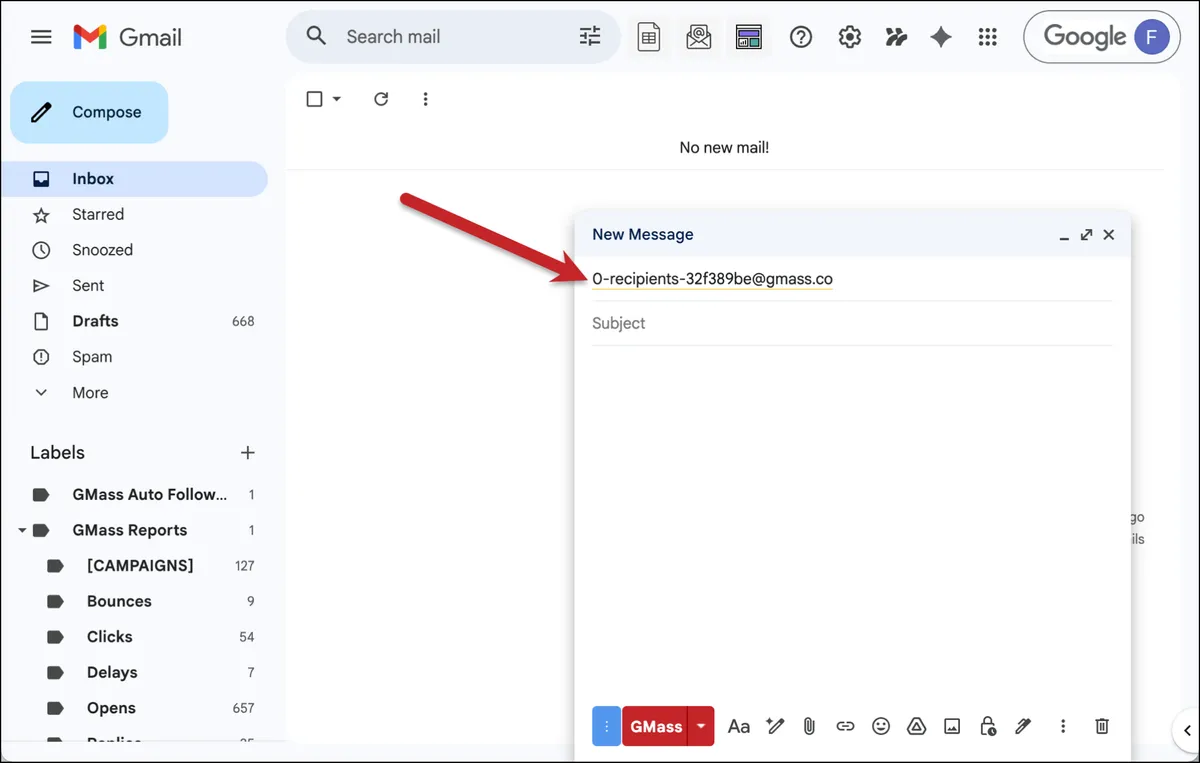 Your campaign will have 0 initial recipients