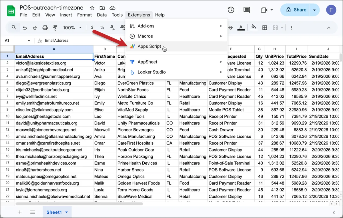 Go to Apps Script in the Extensions menu