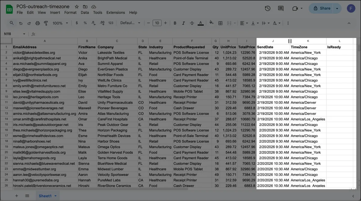 Add 3 columns to your Google Sheet