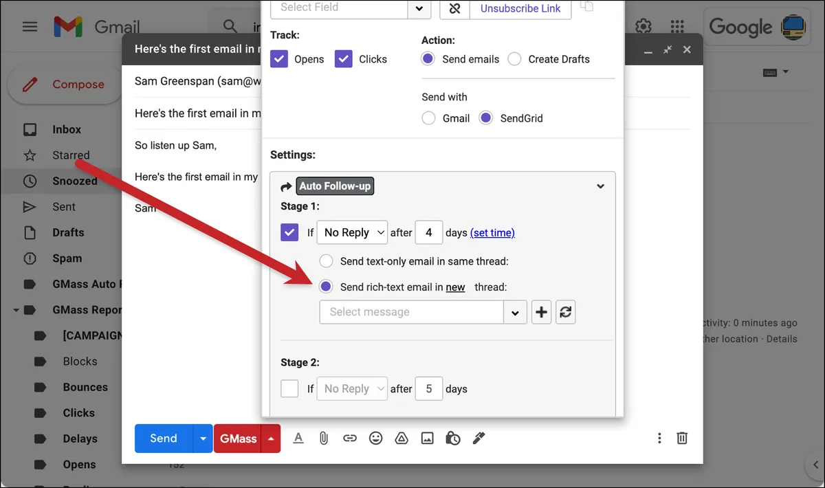 Set up auto follow-ups in new threads