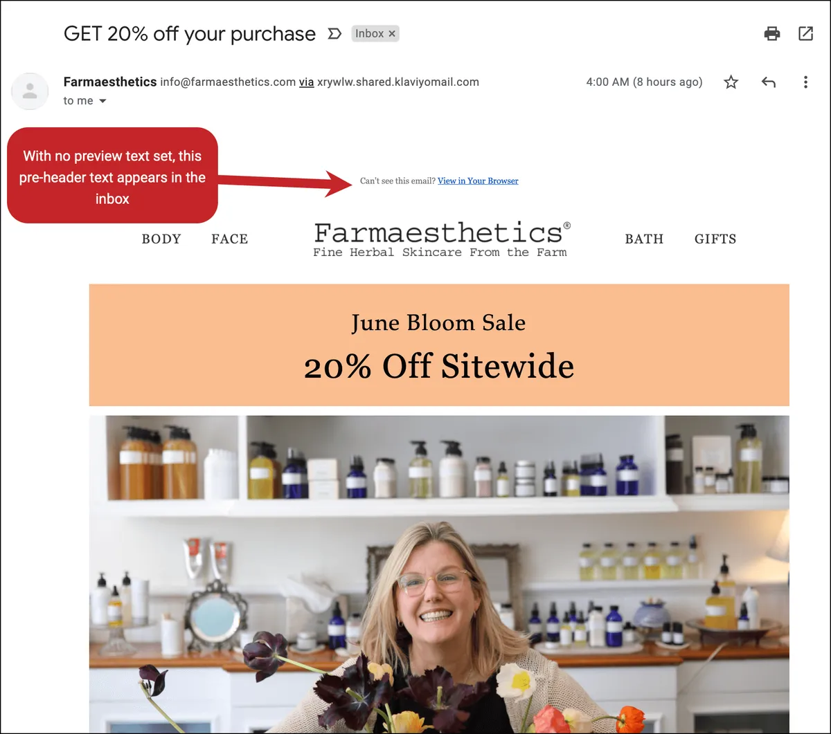 Pre-header text is there