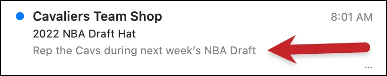 Preview text in Apple Mail desktop