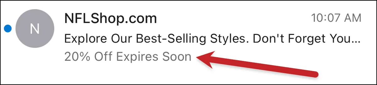 Preview text in Outlook mobile