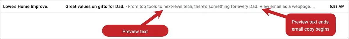 Email copy after preview text