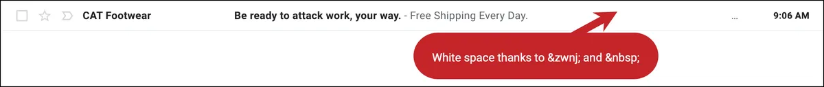 Preview text followed by white space