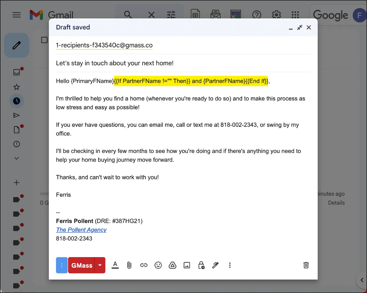 Using conditional logic to add an optional partner name