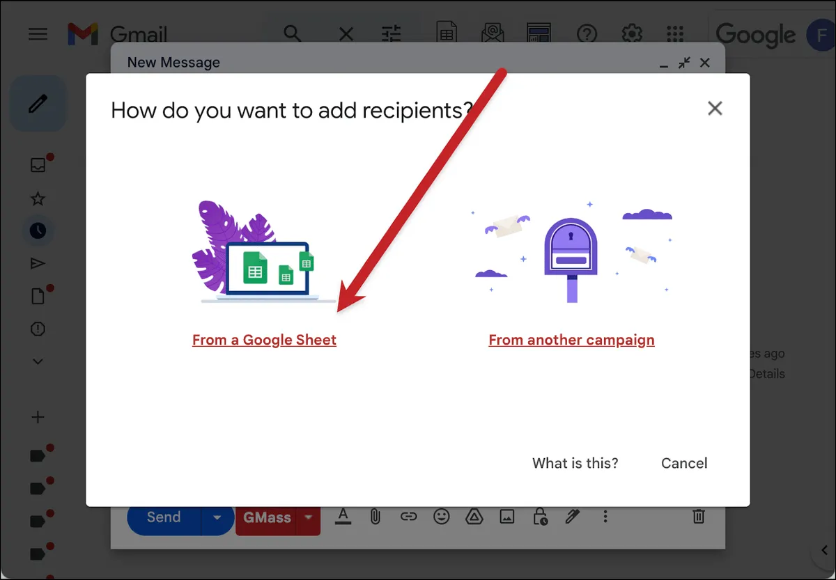 Add recipients from a Google Sheet.