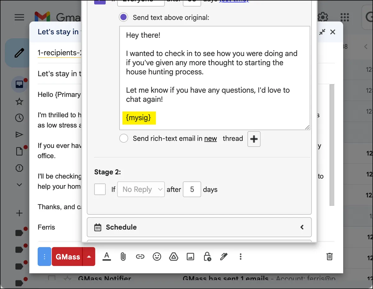 Adding your signature to follow-ups