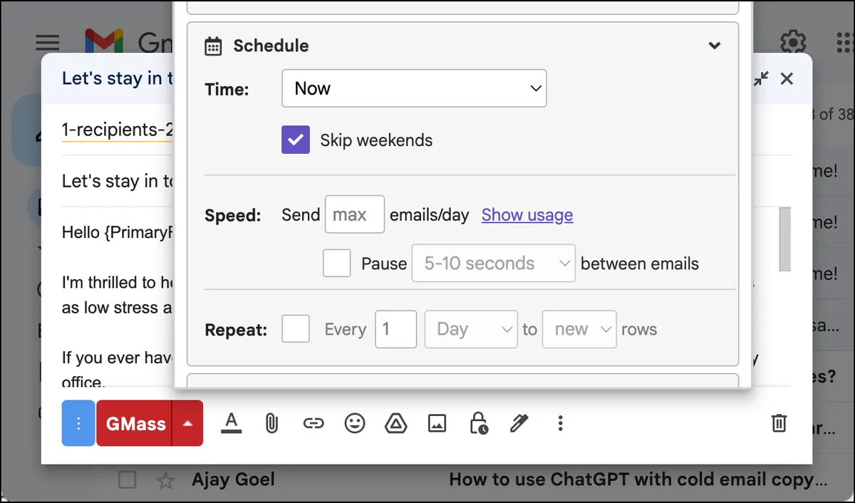 If you want to skip weekends for your automated follow-ups