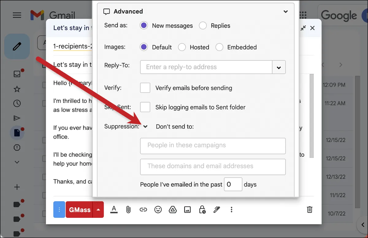 Finding the suppression options