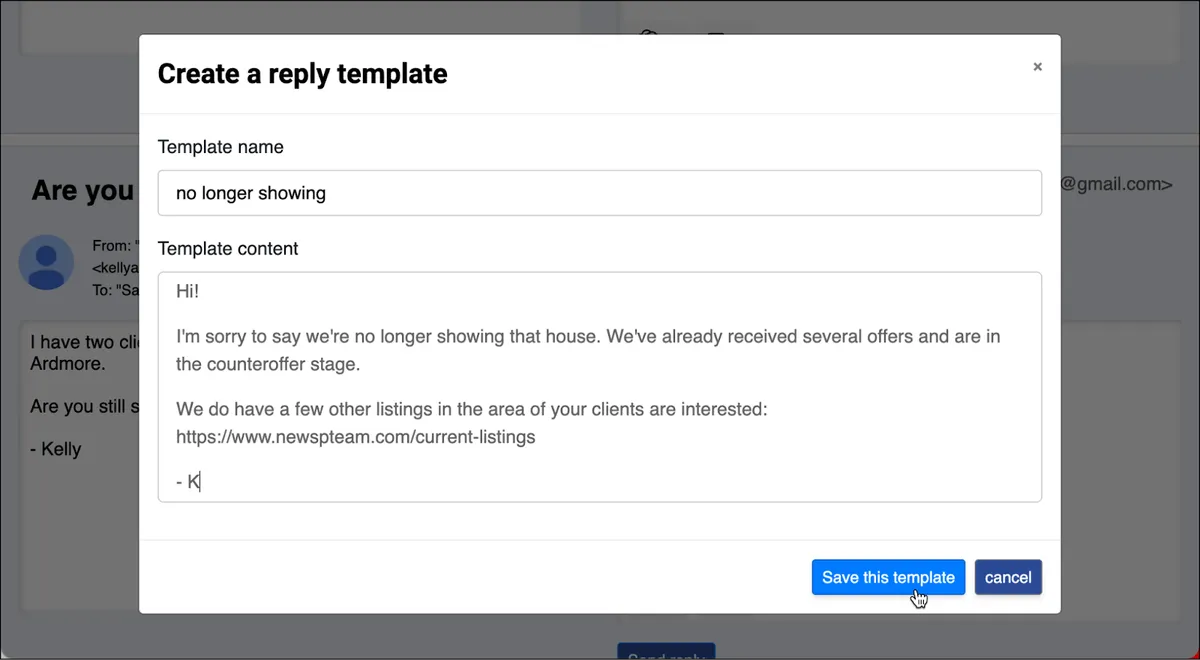 Type in your template
