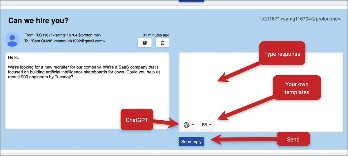 The Reply Project reply interface