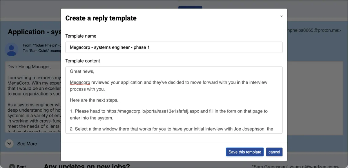 Type in your reply template
