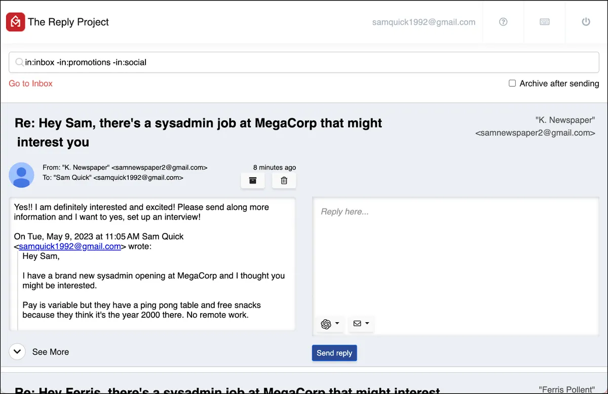 Reply Project for recruiters
