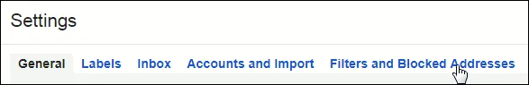 Settings window showing filters options.