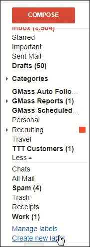 About to create a new Gmail label