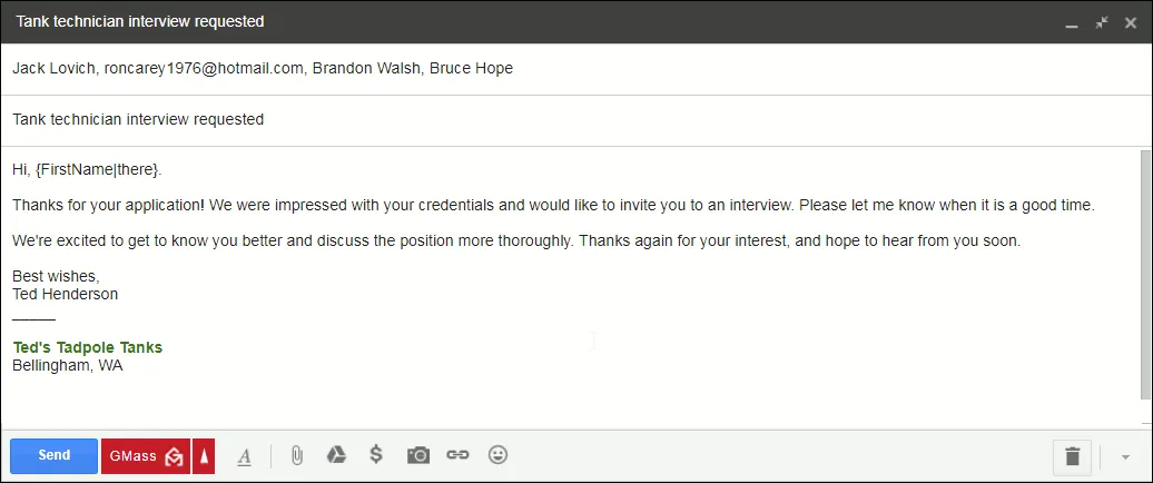 Email sent to potential interviewees.